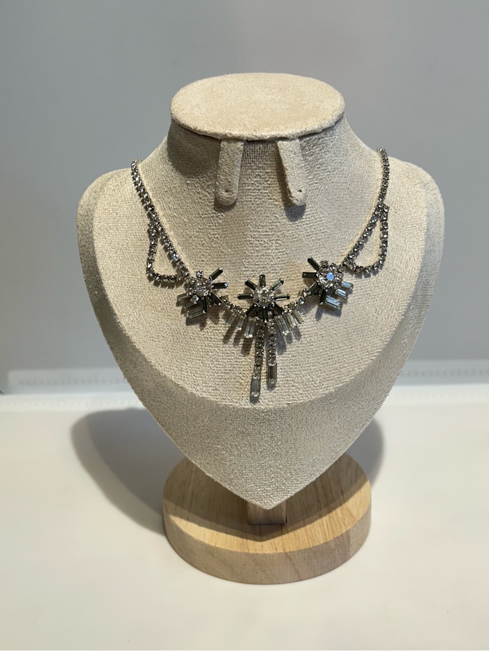 Jay Flex Sterling Vintage Crystal Floral Necklace